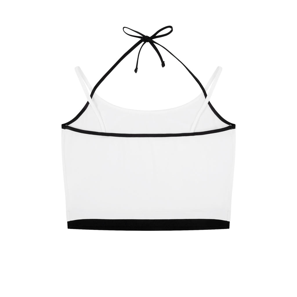 Contrast Binding Halter Tank Top
